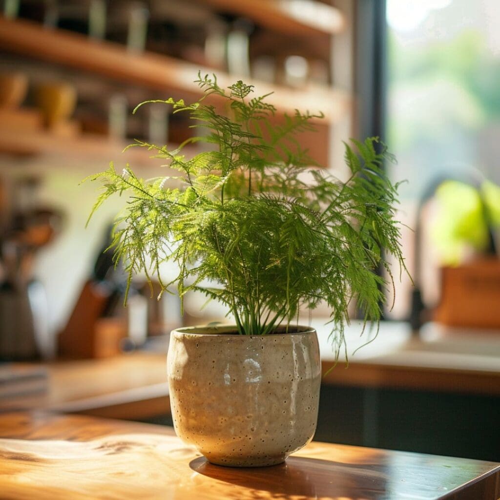 Asparagus Fern on cabinet