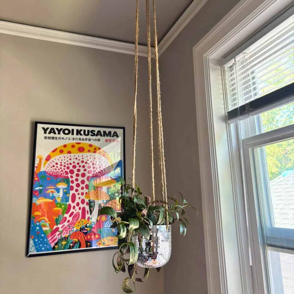 Hang from exposed beams with rope